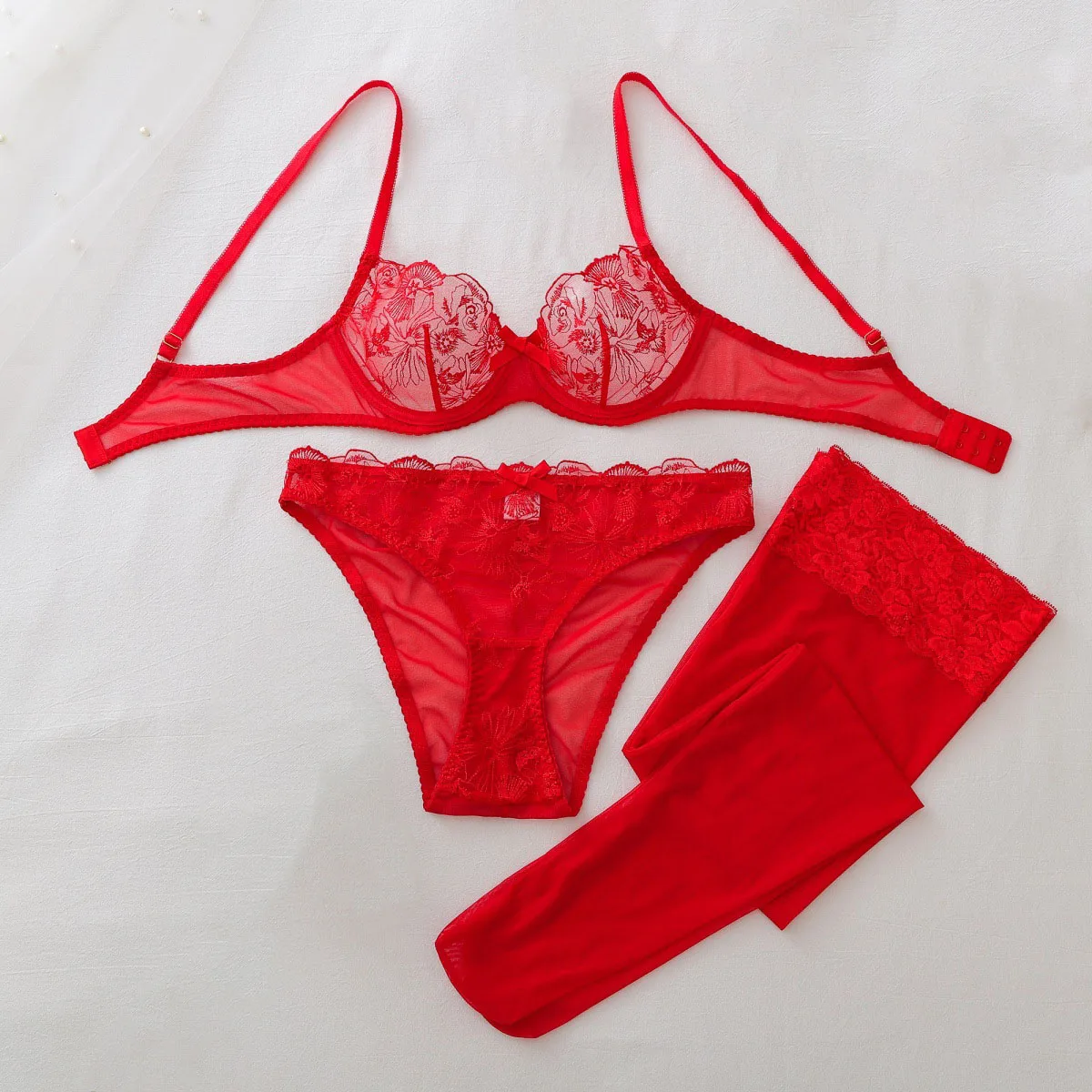Sheer Bra Lace - Set Lingerie Transparan Erotis Wanita, Bra