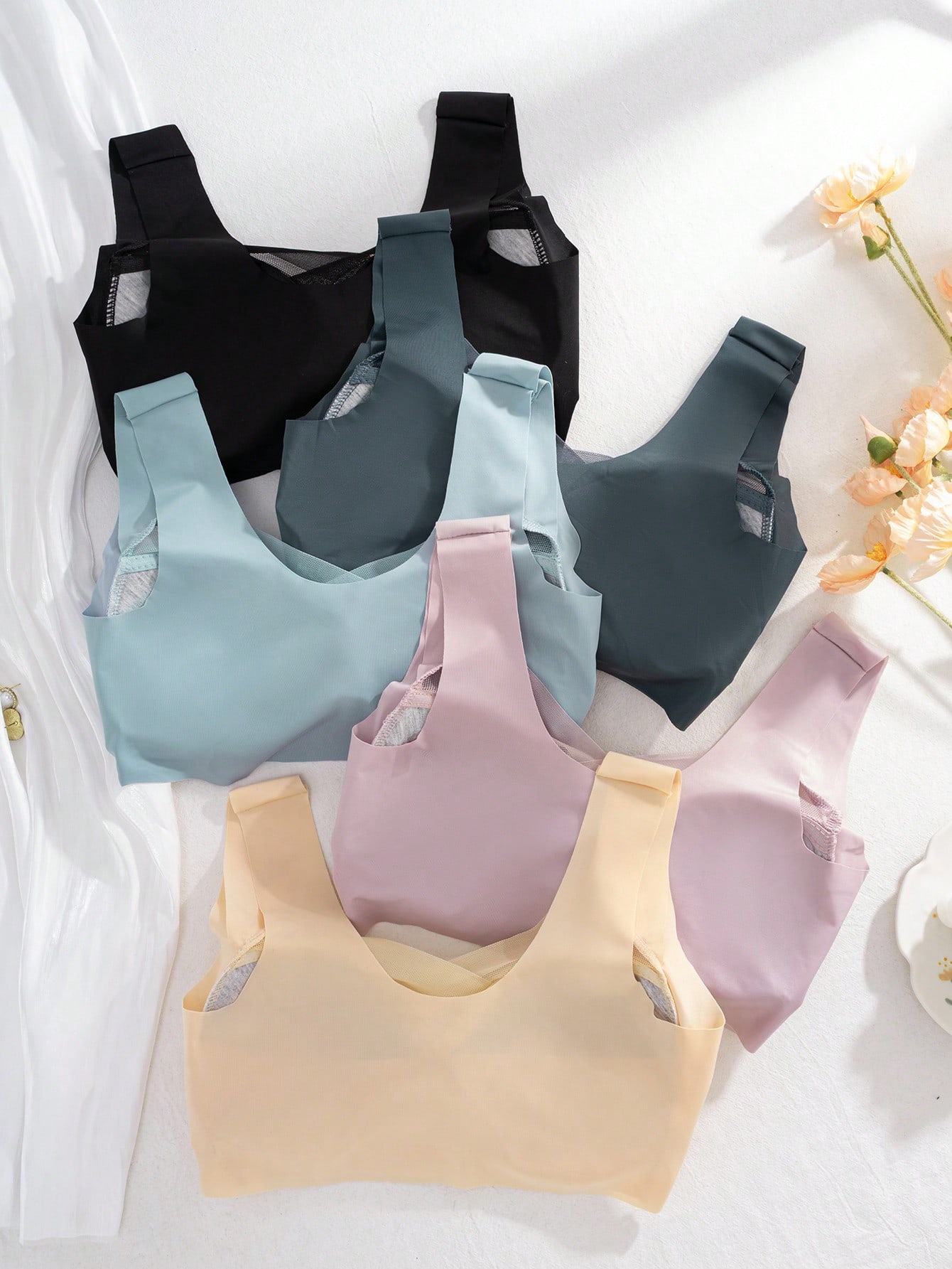 5pcs Bra Wanita Tanpa Kawat Ba - Sleep Bra Bralette ulasan dan harga